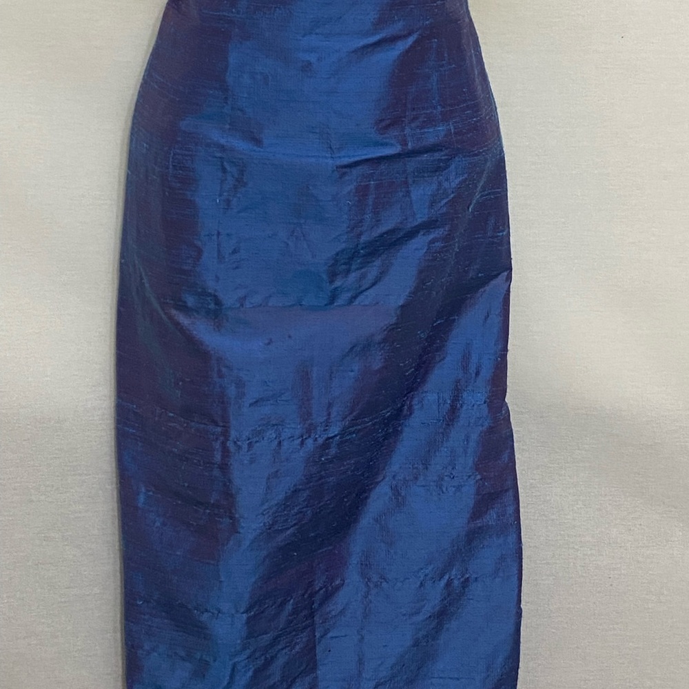 G-189 Finity Blue 100% Silk Short Sleeve MIDI Dress Size 6 - Picture 2 of 14